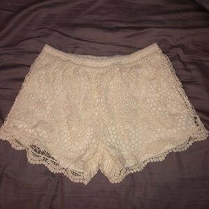 White lace shorts